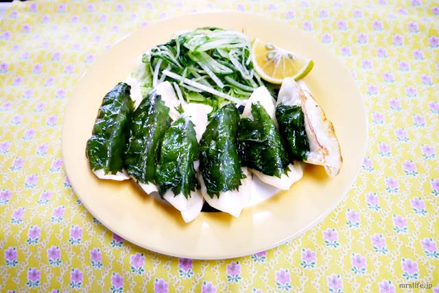 しそ巻き焼き餃子の水菜サラダ