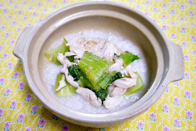 ささみとチンゲン菜の中華粥